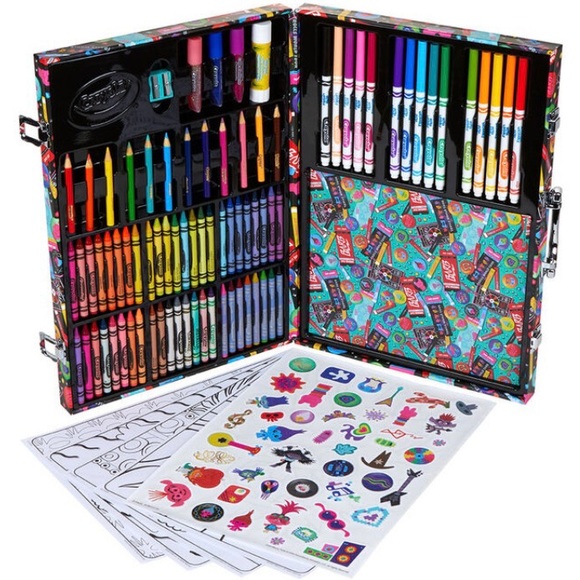 Crayola Trolls Kids World Tour Inspiration Art Case Drawing Set Girls - Picture 7 of 10